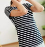 米度麗哺乳衣上衣外出夏裝時(shí)尚產(chǎn)后喂奶衣夏季哺乳T(mén)恤打底衫夏裝潮媽 白底黑條 L碼（建議100-140斤左右） 曬單實(shí)拍圖
