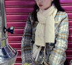 CAIKAYI 暖到心里ins韓版圍巾女圍脖男秋麻花情侶冬季長款純色針織毛線學生保暖圍脖潮禮物 韓版麻花款-奶米色 高質 曬單實拍圖