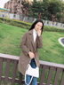 歐迪惠毛呢大衣女加厚2025年春秋季小個(gè)子毛呢外套女裝寬松韓版呢子大衣 咖啡色 S 曬單實(shí)拍圖
