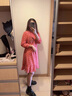 妤遇（YUUZYUUS）品牌女裝法式復(fù)古連衣裙女2024夏季新款小個子七分袖紅色碎花裙子 紅色 M 曬單實拍圖