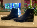玩累了的孩子·英倫格調·固特異手工復古男英倫紳士鞋馬靴 萬(wàn)哈梅小牛皮黑色 -自產(chǎn)豆豆底 40 曬單實(shí)拍圖