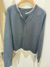納維凱爾意大利小帆船女全羊毛背心圓領(lǐng)針織開(kāi)衫毛衣2334994502 灰 XL  曬單實(shí)拍圖