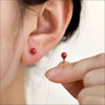 PWL醫用生物瓷養耳洞耳釘女陶瓷養耳棒發(fā)炎睡覺(jué)免摘男耳骨釘耳針耳飾 紅色4mm圓頭耳釘一對 曬單實(shí)拍圖