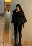 妙奕嘉棉服女秋冬季厚外套女款中長款黑色面包棉服2024新款棉襖棉衣 腰帶方格棉服【黑色】 XL （建議125-140斤） 曬單實拍圖