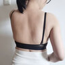 多情貓美背內(nèi)衣女掛脖式小胸聚攏上托防下垂性感加厚無痕前扣文胸罩套裝 黑色單件 【前扣美背2cm】 S （32/70AB、90斤以內(nèi)） 曬單實(shí)拍圖
