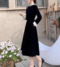 艾柔丹秋冬連衣裙女裝2025年新款赫本風(fēng)優(yōu)雅大方收腰顯瘦女士黑色長(cháng)裙子 黑色 2XL 曬單實(shí)拍圖