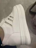 啄木鳥(niǎo)內增高8CM小白鞋女2024秋冬厚底透氣皮面休閑鞋韓版潮松糕鞋板鞋 白銀 2016皮 36 曬單實(shí)拍圖