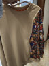 NASA LIKE潮牌小熊秋季重磅圆领卫衣男女同款情侣加绒长袖t恤打底衫上衣服 卡其 XL（建议140-160斤） 实拍图