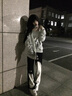 QGF美式重磅空氣層連帽開衫衛(wèi)衣女男春秋季新款設(shè)計感小眾情侶短外套 灰色 M 【建議90-110斤】 曬單實拍圖