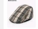 蒙奈特（MONAITTE）帽子男冬季新款加厚保暖羊毛毛呢字母潮流前進(jìn)帽格紋畫(huà)家鴨舌帽女 米色 均碼 可調節（53-60cm） 曬單實(shí)拍圖