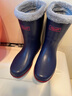 非常行（Jolly Walk）秋冬加絨兒童學(xué)生雨鞋 英倫風(fēng)保暖雨靴JW342 深藍/紅 37/38  曬單實(shí)拍圖