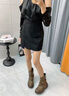 爾山集美拉德棕色馬丁靴女秋冬季靴子厚底堆堆女短靴百搭時(shí)尚靴子 深棕色 37 曬單實(shí)拍圖