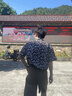 樂(lè)卡利古巴領(lǐng)碎花襯衫夏季男女寬松短袖港味設(shè)計(jì)感情侶沙灘襯衣 香檳色碎花 XL 曬單實(shí)拍圖