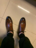 金利来（Goldlion）男鞋新款皮鞋男德比布洛克系带男士商务正装皮鞋男真皮婚鞋大小码 棕色 39 实拍图