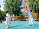 奧蒙威（AOMENGWEI）兒童漢服套裝男女童寶寶新中式夏季中國風幼兒園唐裝兩件套YYHF1 藍色短袖（男女同款） 130 曬單實拍圖