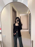 衣然呈品復(fù)古高腰微喇休閑牛仔褲女夏季韓版顯瘦直筒復(fù)古百搭馬蹄褲子女 黑灰色【常規(guī)】 M 【建議90-110斤】 曬單實拍圖