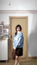 S·J·V·K軟糯藍色圓領蝴蝶結小羊針織衫女上衣寬松冬季高級感慵懶風毛衣潮 藍色 M 曬單實拍圖