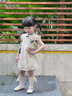 mlgt kids童裝女童旗袍碎花連衣裙寶寶薄款洋氣公主裙兒童中國風漢服 米色 100 cm 曬單實拍圖