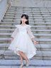 小咔衣濃女童生日晚禮服高端兒童主持人公主裙女孩花童婚禮鋼琴演出服秋季 香檳色長(cháng)袖前短后長(cháng) 130 曬單實(shí)拍圖