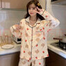 閃動(dòng)少女（SHANDONGSHAONV）睡衣女春秋套裝女2021年秋季新款可愛(ài)印花甜美學(xué)生長(cháng)袖長(cháng)褲家居服 圖片色 160(M) 曬單實(shí)拍圖