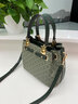 伯姿莉（BAIZILI）品牌真皮包包女包新款時(shí)尚印花凱莉包百搭精致手提包女斜挎鉑金包 綠色 曬單實(shí)拍圖
