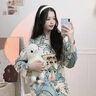 霖曼柔大碼睡衣女200斤居家服胖MM300斤連體睡裙女長袖寬松可外穿家居服 卡通鯊魚 XL 【建議120-150斤】 曬單實拍圖