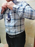 SHANSHAN杉杉襯衫男春秋新款純棉格紋上衣商務(wù)休閑男士衣服 藍格 44 曬單實(shí)拍圖