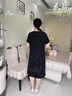 RUIQIUER夏季新款女裝套裝時(shí)尚洋氣印花休閑收腰顯瘦中長(cháng)款短袖裙子夏天 黑色 L（建議95-110斤） 曬單實(shí)拍圖