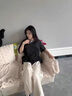 上流匯2025新中式國風(fēng)提花盤扣闊腿褲女春夏新款拖地垂感薄款褲子女高腰 小個(gè)子杏色(高品質(zhì)) M (90-100斤拍) 曬單實(shí)拍圖