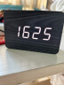 凯然（KAIRAN） 复古闹钟充电LED夜光学生多功能木头床头钟电子钟表时钟礼品创意 单显-黑木白字【插电款】 实拍图