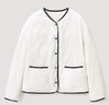 OVV2022秋冬新款女裝精致刺繡V領花型扣雙面穿90鵝絨羽絨服 本白B6 M 曬單實拍圖