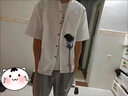 花花公子襯衫男短袖夏季薄款休閑寬松大碼冰絲抗皺免燙學(xué)生印花翻領(lǐng)外套 白色C609 XL 曬單實拍圖