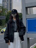 GARNUO棕色皮衣外套女早春秋2025新款爆款小個(gè)子復古美拉德機車(chē)短款夾克 黑色 S【80-105斤】 曬單實(shí)拍圖