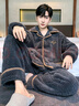 雅鹿加絨加厚保暖男士加大碼珊瑚絨睡衣可外穿法蘭絨家居服秋冬天套裝 NSJLY-KS917深灰菠蘿方格愛(ài)心男 2XL (建議150-180斤) 曬單實(shí)拍圖