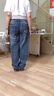 善己直筒牛仔褲女寬松闊腿拼接懷舊經(jīng)典百搭顯瘦長(cháng)褲女 燈籠牛仔褲 牛仔藍 2XL【現貨發(fā)售】 曬單實(shí)拍圖