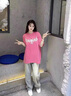 燦圖水洗做舊牛仔褲女夏季小個(gè)子顯高直筒褲垂墜設(shè)計(jì)感毛邊窄版長(zhǎng)褲子 黃泥色 M 曬單實(shí)拍圖