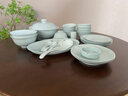 弘廊釉下彩高檔青瓷餐具套裝景德鎮高白泥陶瓷中式碗碟盤(pán)家用喬遷新居 70頭湯煲配置（高檔皮箱包裝） 曬單實(shí)拍圖