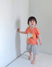七樂(lè )豆嬰兒夏季薄款分體套裝夏天寶寶短袖短褲外出男童兒童冰絲夏裝衣服 橙色 90 cm 曬單實(shí)拍圖