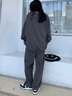 百鵲亭褲子男春夏季牛仔褲2024港風(fēng)ins寬松直筒休閑長褲墜感褲子拖地褲 黑灰色【單件裝】 S 曬單實拍圖