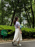 百圖betu女裝夏季新款半身裙時(shí)尚百褶裙減齡百搭半身裙女2306T43 白色 M 曬單實(shí)拍圖