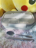 沃德百惠（WORTHBUY）飯盒可微波爐加熱專(zhuān)用學(xué)生上班族便攜餐盒分格保鮮盒便當盒帶湯碗 飯盒【卡其蓋】+餐具 曬單實(shí)拍圖