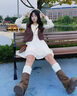 圣保美秋裝法式連衣裙秋季女裝新款2025氣質(zhì)小個子搭配套裝裙子學生短裙 棕色馬甲+短款連衣裙 S 碼 曬單實拍圖