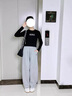 沐霓童褲女童褲子男童春秋冬褲子兒童休閑褲子闊腿褲長褲運(yùn)動褲子女孩 灰色【160cm】 曬單實拍圖