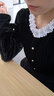 香影絲絨上衣女秋冬2025新款長(cháng)袖圓領(lǐng)黑色襯衣高端赫本風(fēng)法式襯衫 黑色 S 曬單實(shí)拍圖