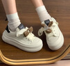 幻潮鳥厚底增高小白鞋女2025春季新款配裙子圓頭面包鞋運動休閑板鞋子女 米卡 37 曬單實拍圖