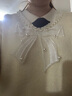 西遇慵懶溫柔甜美釘珠蝴蝶結針織衫女2024秋季深V領(lǐng)寬松毛衣 杏色 S 曬單實(shí)拍圖