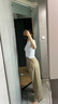 太平鳥女裝直筒闊腿西裝褲秋季新款寬松顯瘦多巴胺休閑長褲 卡其 M 曬單實(shí)拍圖