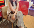 定原冰絲褲子條紋闊腿褲女夏薄款2025新款顯瘦小個子窄版直筒褲涼涼褲 條紋【長褲】 L /28【105-115斤】 曬單實拍圖