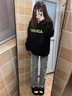 LPOX美式高街潮牌連帽衛(wèi)衣女春秋寬松女裝新款2025年秋裝休閑百搭上衣 [高街春秋薄款衛(wèi)衣]黑色 S 曬單實(shí)拍圖