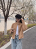 EPET卡其色夾克女短款2025春秋季新款韓版復古休閑時(shí)尚設計感外套 卡其色 M 120斤內 曬單實(shí)拍圖
